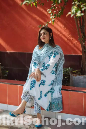 Unstitch Three Piece  স্ক্রিন প্রিন্ট /ব্লক প্রিন্ট থ্রি পিস